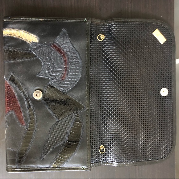 Vintage Leather Patchwork Clutch 12”x8”